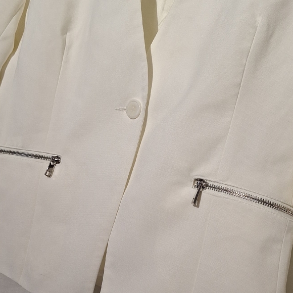 White Blazer, One Button, Tailored, Business Casual, Forever 21, Sz 10, NWT - Picture 8 of 12
